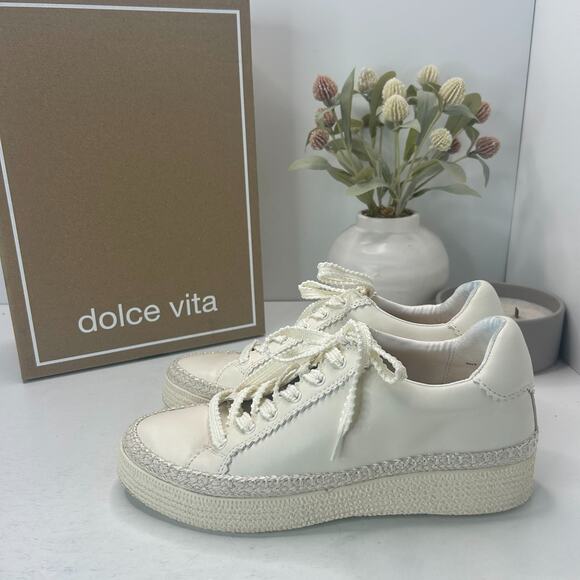 Dolce Vita Lennix Lace Up White Leather Sneakers Platform Hybrid Women's US 9 - Picture 3 of 11